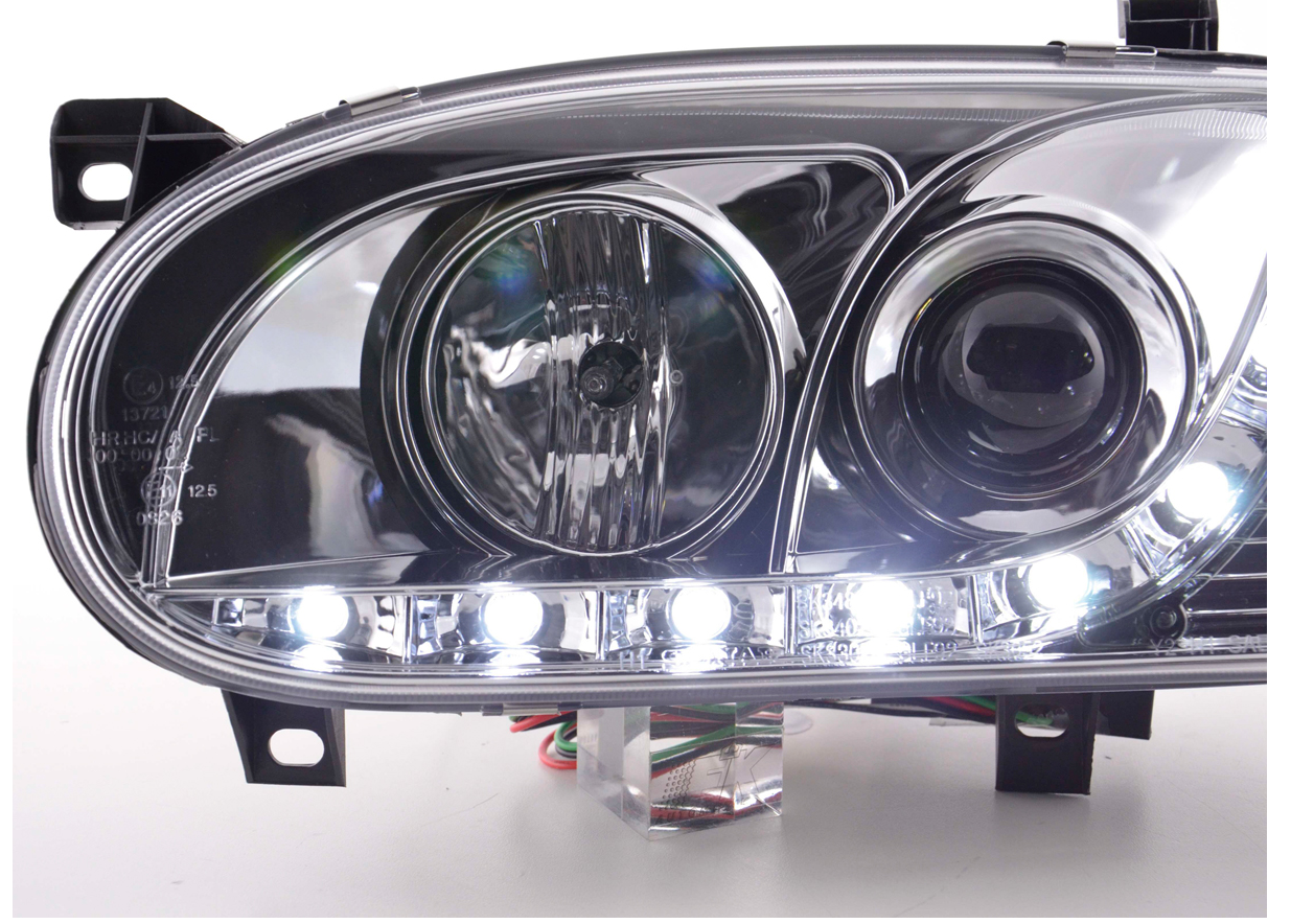 FK Set LED DRL Projektor Angel Eye Scheinwerfer VW Golf 3 MK3 1HXO 1 EXO 91-97 LHD