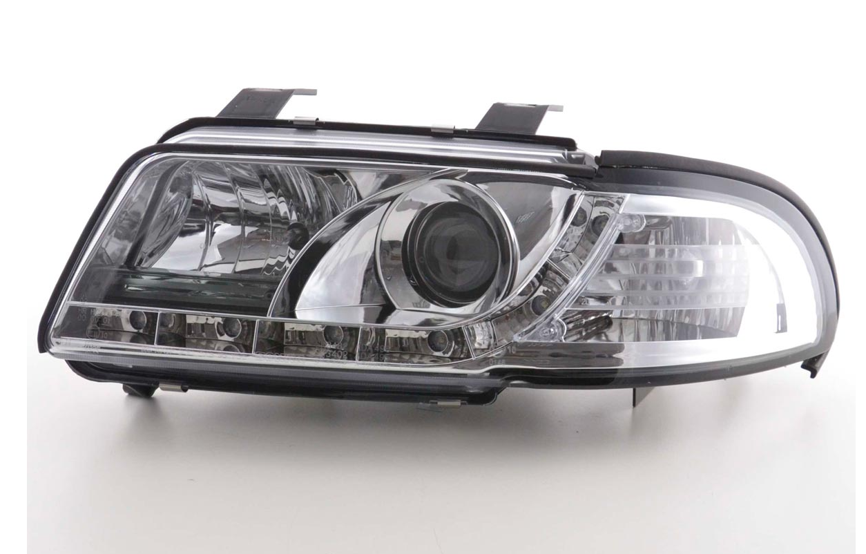 FK LED DRL Angel Eye Projektorscheinwerfer Audi A4 B5 8D 99-01 Chrom S4 LHD 