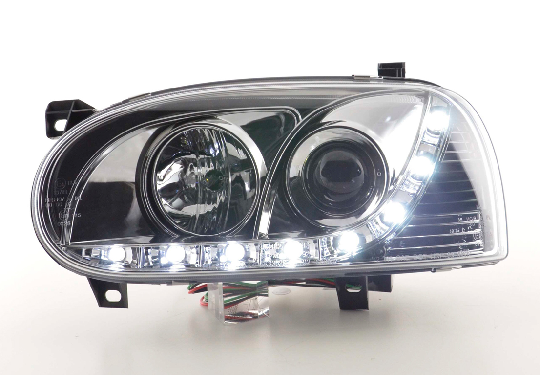 FK Set LED DRL Projector Angel Eye Headlights VW Golf 3 MK3 1HXO 1 EXO 91-97 LHD