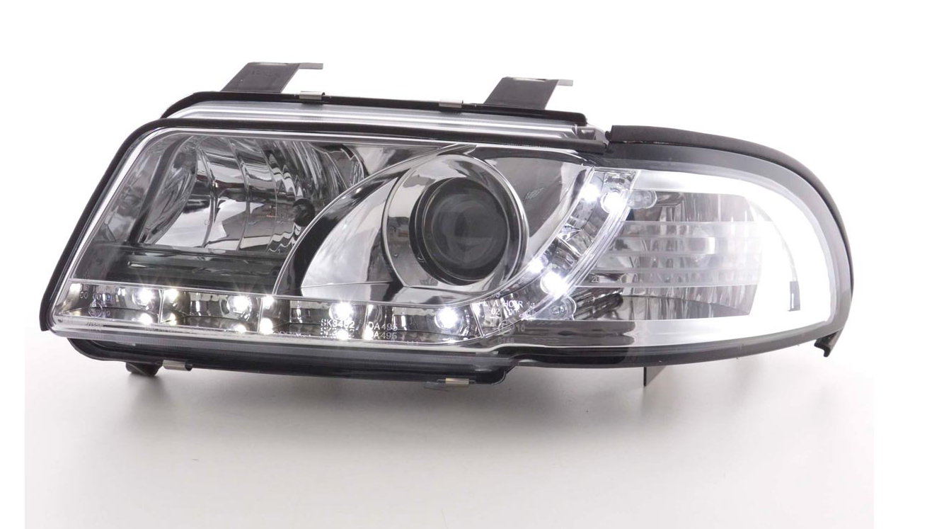 FK LED DRL Angel Eye Projector headlights Audi A4 B5 8D 99-01 chrome S4 LHD