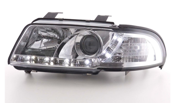 FK LED DRL Angel Eye Projektorscheinwerfer Audi A4 B5 8D 99-01 Chrom S4 LHD 