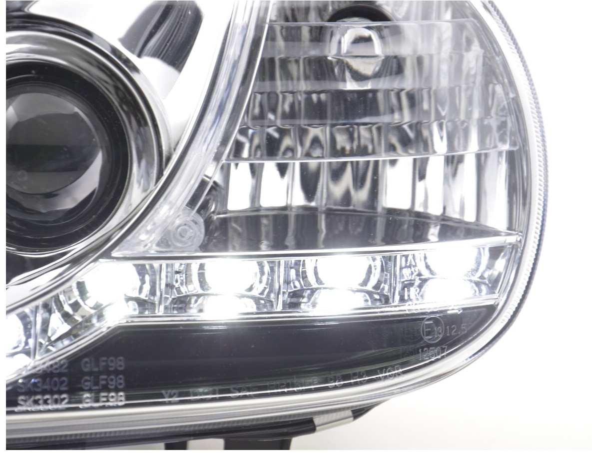 FK LED DRL Angel Eye Projector Headlight set VW Golf 4 MK4 1J 97-03 chrome RHD