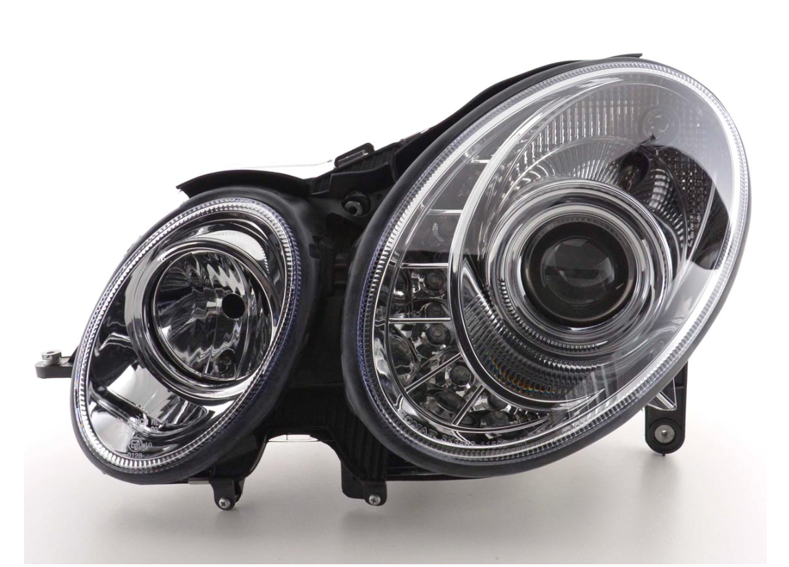 FK LED DRL Halo HEADLIGHTS Mercedes E-Class 211 W211 02-06 Chrome AMG LHD