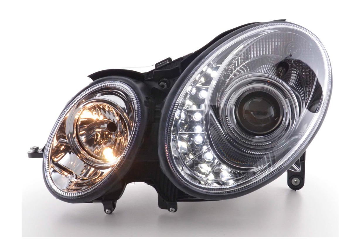 FK LED DRL Halo HEADLIGHTS Mercedes E-Class 211 W211 02-06 Chrome AMG LHD