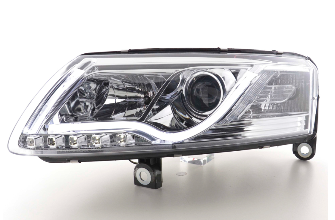 FK LED Headlights LED Lightbar DRL Audi A6 type C6 4F 04-08 Chrome S6 S-Line LHD