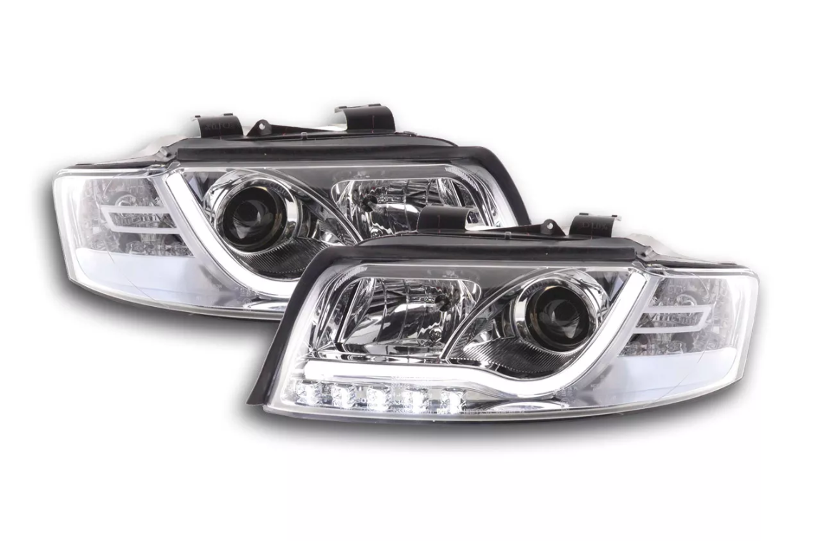 FK Set LED DRL Lightbar Headlights Halo Audi A4 b6 8E 01-04 Chrome LHD S4