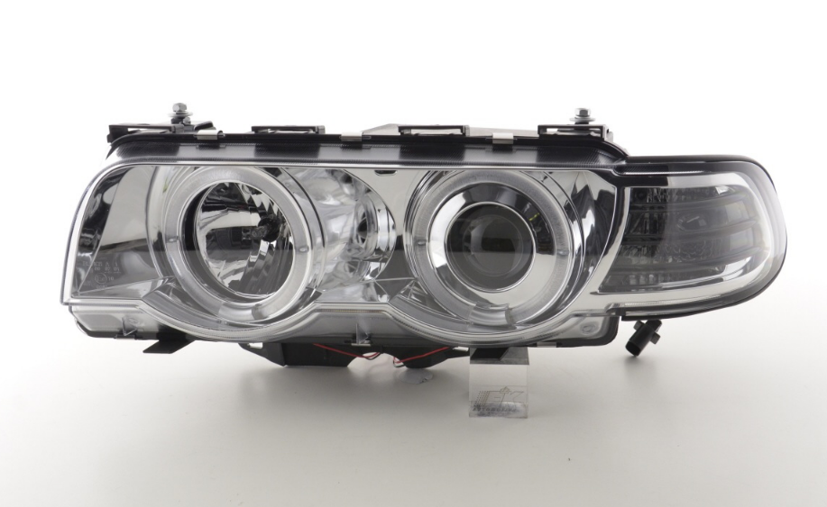 FK Pair LED DRL Angel Projector headlights BMW 7-series E38 99-02 chrome 728 740