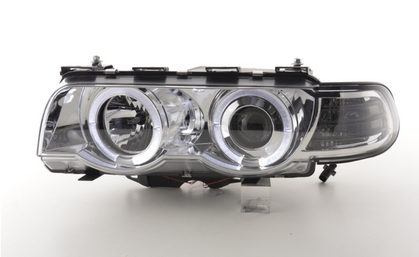 FK Pair LED DRL Angel Projector headlights BMW 7-series E38 99-02 chrome 728 740