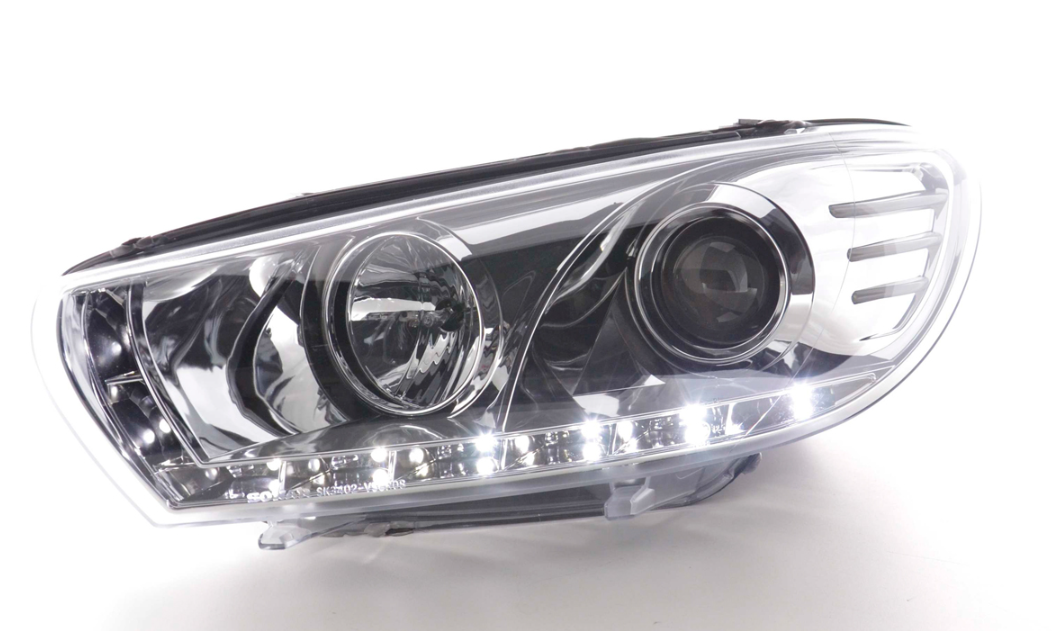 FK Set LED DRL Headlights Halo Projector VW Scirocco 3 MK3 13 08+ Chrome LHD