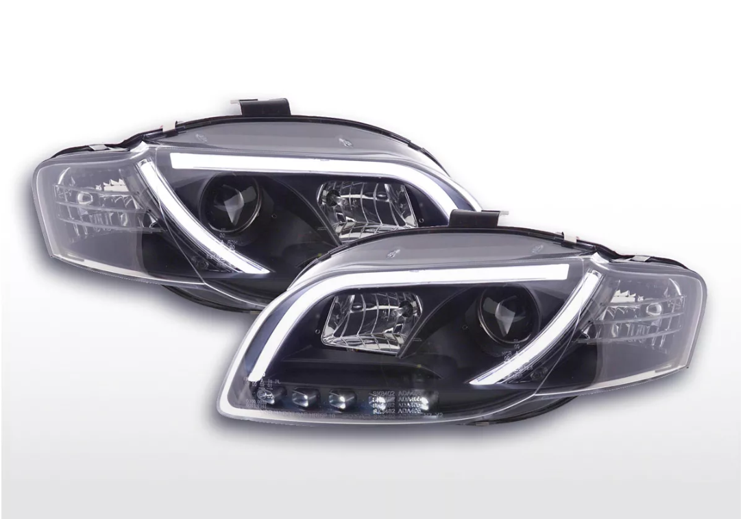 FK Set LED DRL Lightbar Headlights Halo Projector Audi A4 B7 8E 05-07 black LHD