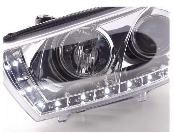 FK Set LED DRL Headlights Halo Projector VW Scirocco 3 MK3 13 08+ Chrome LHD