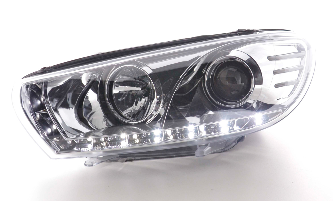 FK Set LED DRL Headlights Halo Projector VW Scirocco 3 MK3 13 08+ chrome LHD