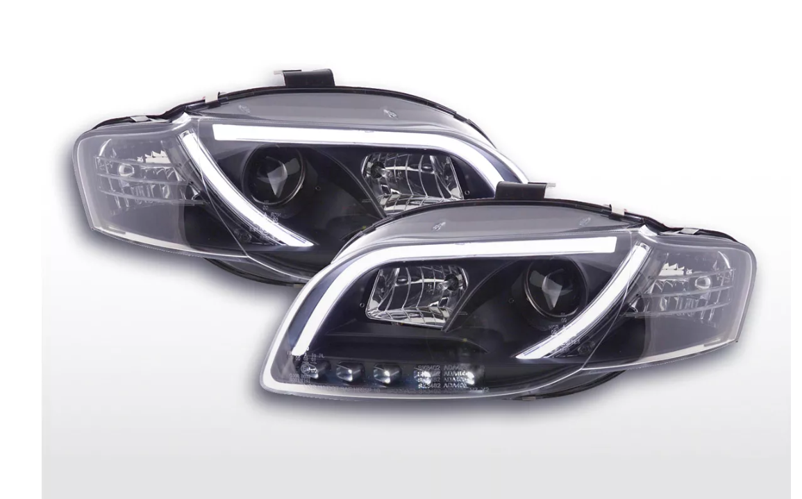 FK LED DRL Angel Eye Projector headlights Audi A4 B7 8E 04-08 Black LHD S4