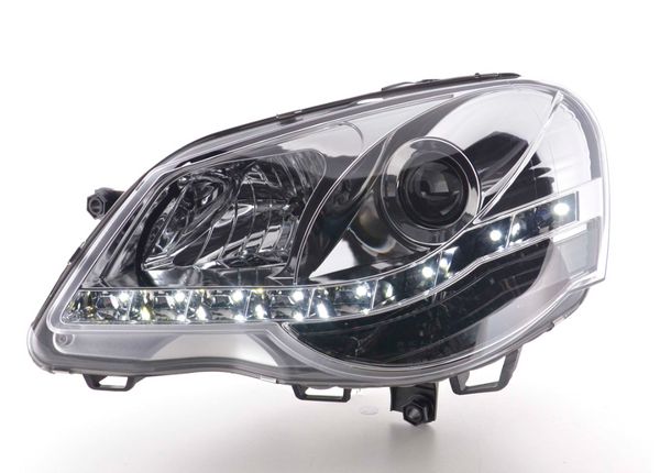 FK Paar LED DRL Projektor Halo-Scheinwerfer Polo 4 MK4 9N3 05–09 Chrom LHD