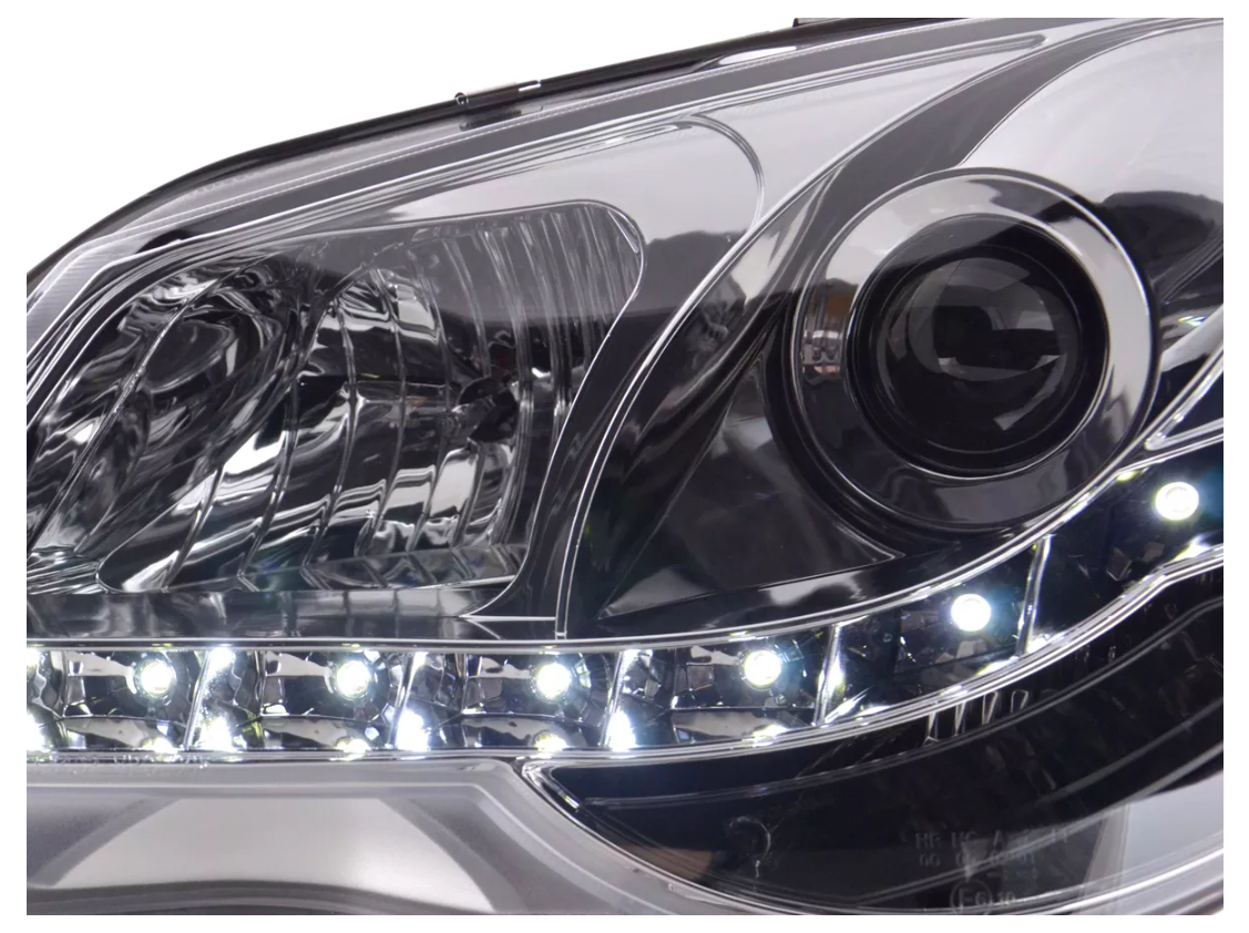 FK Pair LED DRL Projector Halo headlights Polo 4 MK4 9N3 05-09 Chrome LHD