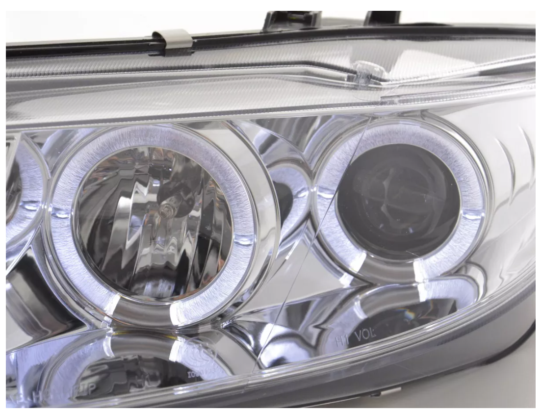 FK LED DRL Angel Eye Projector Headlights Mazda 6 Saloon 02-07 Chrome GG GY GG1