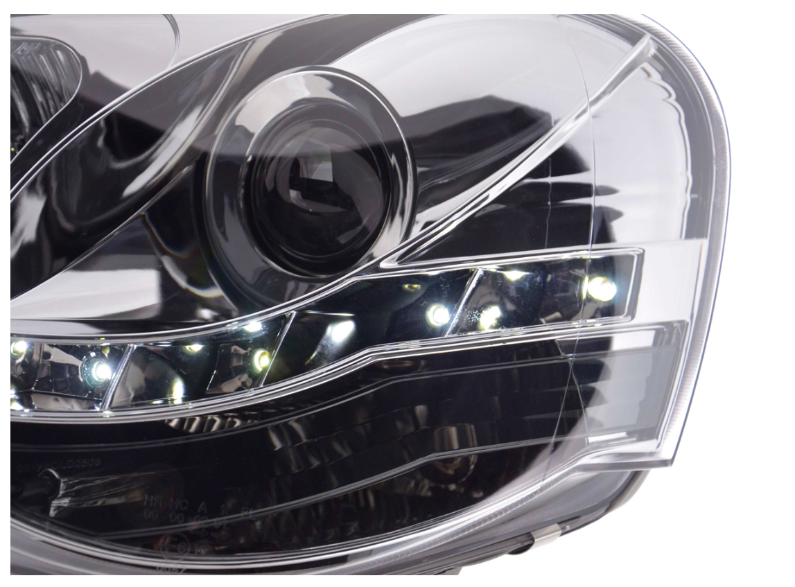 FK Paar LED DRL Projektor Halo-Scheinwerfer Polo 4 MK4 9N3 05–09 Chrom LHD