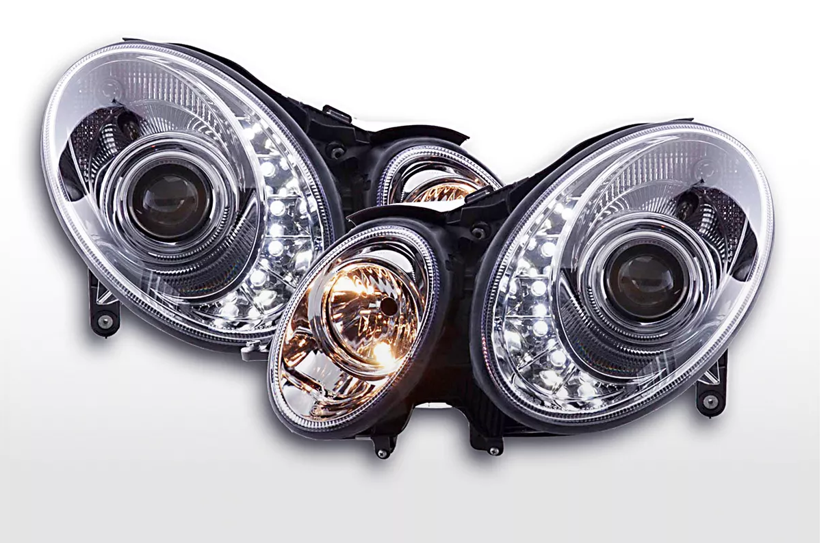 FK LED DRL Angel Eye Projector Headlights Mercedes E-Class 211 02-06 W211 AMG