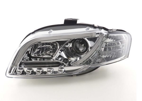 FK Set LED DRL Lightbar Headlights Halo Projector Audi A4 B7 8E 04-08 Chrome LHD