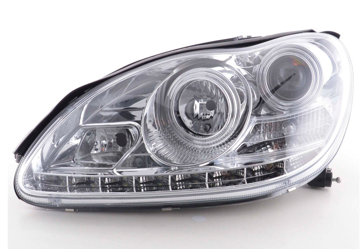 FK Set LED DRL Projector Halo Headlights Mercedes S-Class W220 02-05 chrome AMG