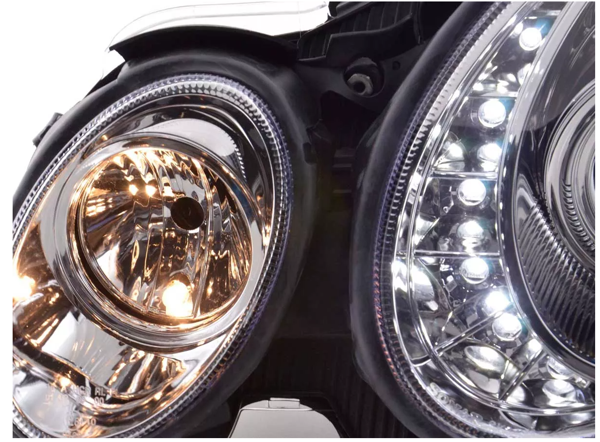 FK LED DRL Angel Eye Projector Headlights Mercedes E-Class 211 02-06 W211 AMG