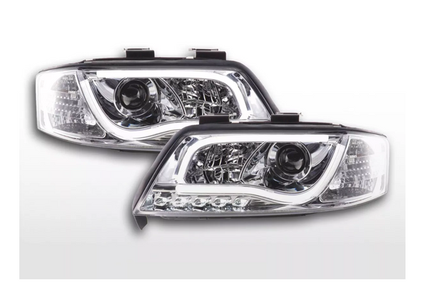 FK LED-Scheinwerfer, LED-Tagfahrlicht, Projektor, Audi A6 4B C5 97–01, Chrom, S6 S-Line, LHD