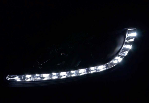 FK Set LED DRL Scheinwerfer Halo Opel Vauxhall Corsa D 06+ schwarz LHD