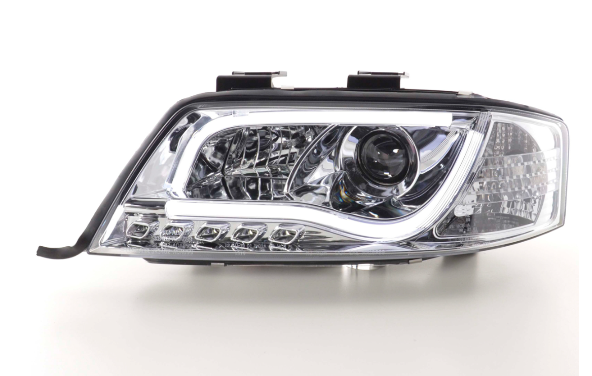 FK LED-Scheinwerfer, LED-Tagfahrlicht, Projektor, Audi A6 4B C5 97–01, Chrom, S6 S-Line, LHD