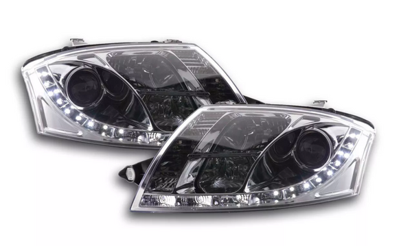 FK Set LED DRL Headlights Halo Projector Audi TT 8N 99-06 chrome LHD