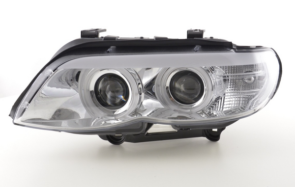 FK Pair LED DRL Projector Halo headlights BMW X5 X5 E53 03-06 chrome LHD