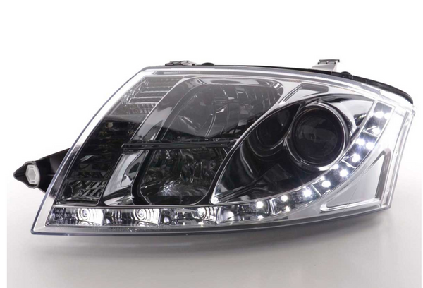 FK Set LED DRL Scheinwerfer Halo Projektor Audi TT 8N 99-06 Chrom LHD