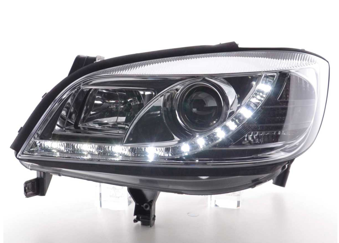 FK Set LED DRL Scheinwerfer Halo Projektor Opel Zafira A 99-04 Chrom LHD