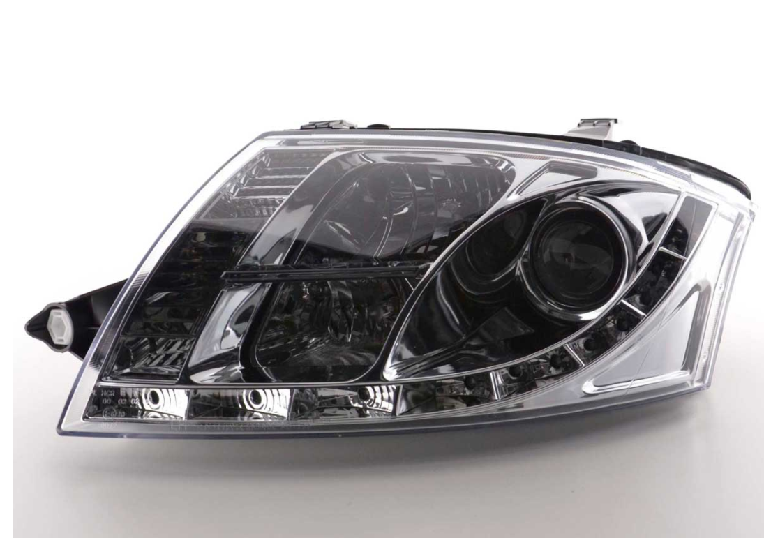 FK Set LED DRL Headlights Halo Projector Audi TT 8N 99-06 chrome LHD