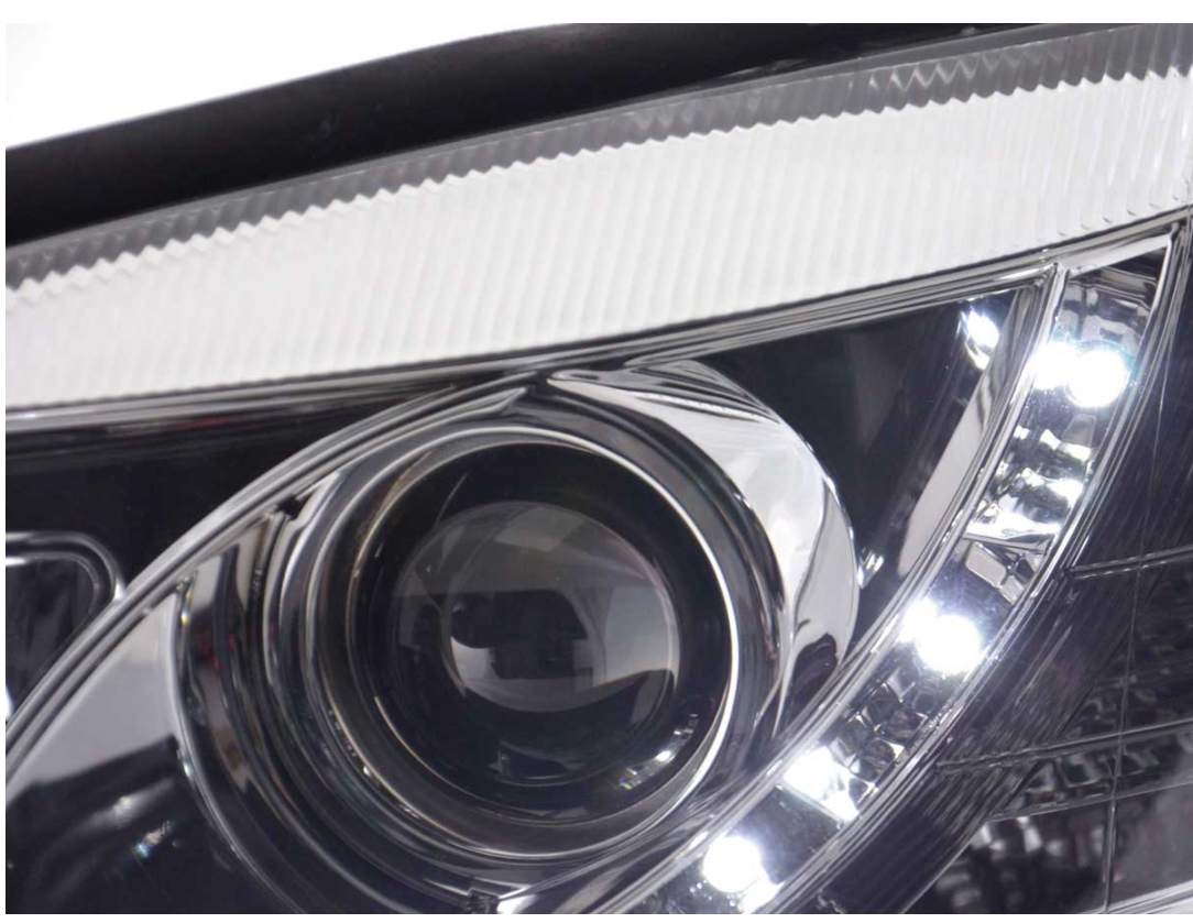 FK Set LED DRL Headlights Halo Projector Opel Zafira A 99-04 chrome LHD