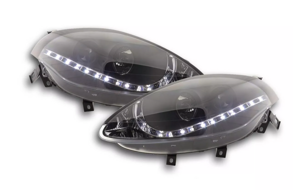 FK Set LED DRL Scheinwerfer Halo Projektor Fiat Bravo 198 07+ schwarz LHD