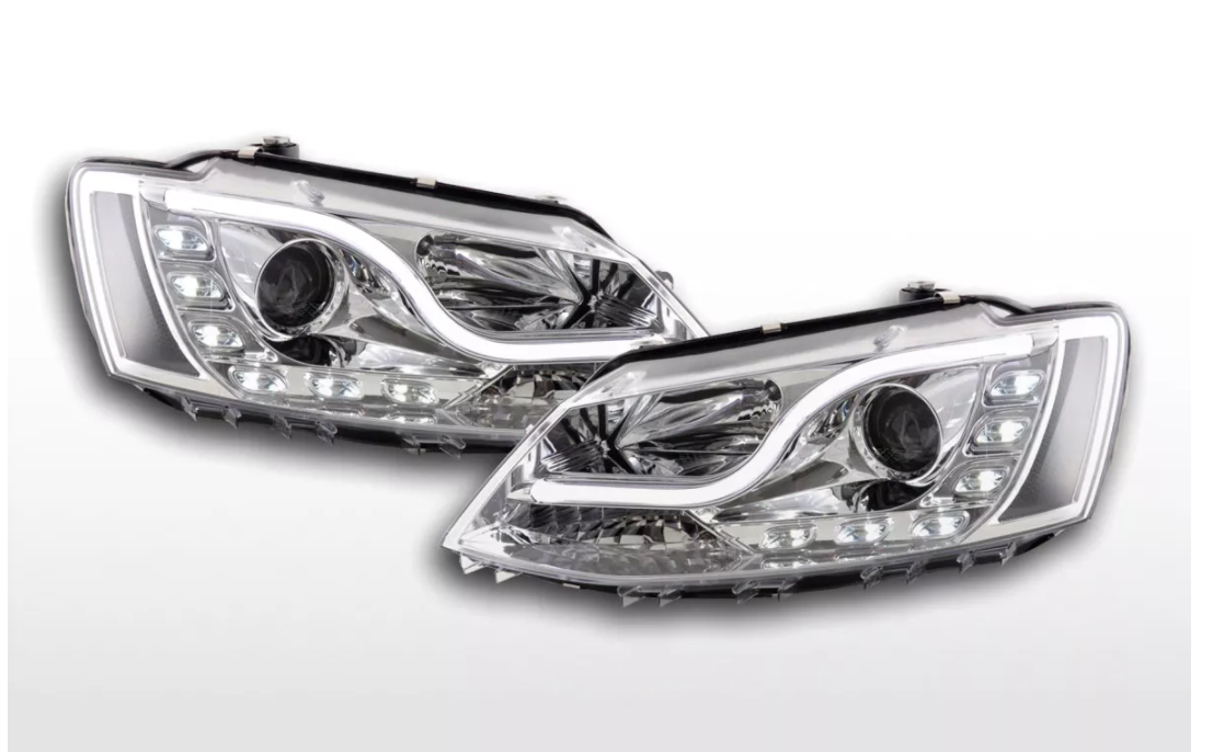 FK Set LED DRL Headlights Halo Projector VW Jetta 6 MK6 2011+ chrome LHD