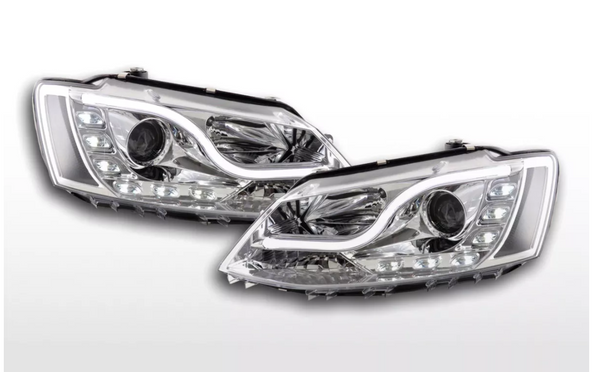 FK Set LED DRL Headlights Halo Projector VW Jetta 6 MK6 2011+ chrome LHD