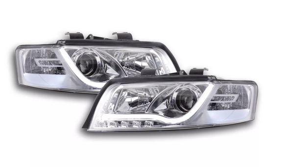 FK Set LED DRL Scheinwerfer Halo Projektor Audi A4 8E B6 01-04 Chrom RHD S4