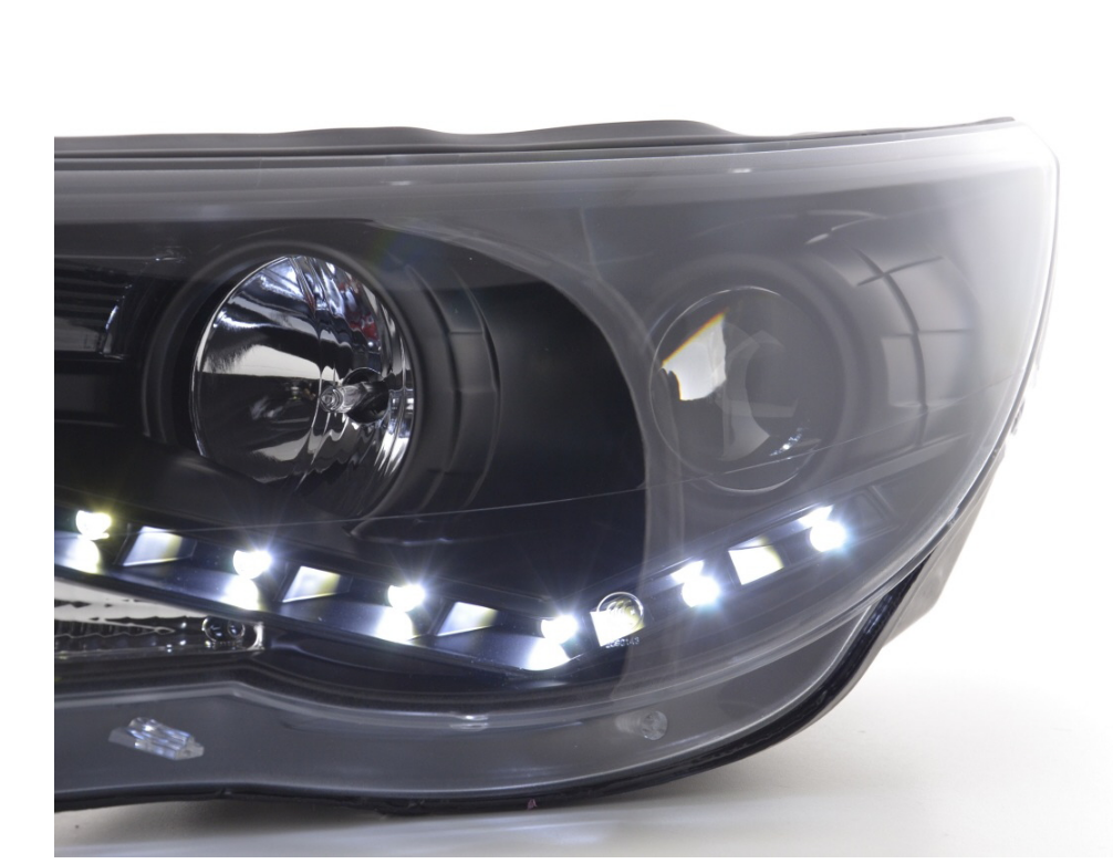 FK Paar LED DRL Projektorscheinwerfer VW Tiguan 5N 07-11 schwarz RHD inkl. Servo