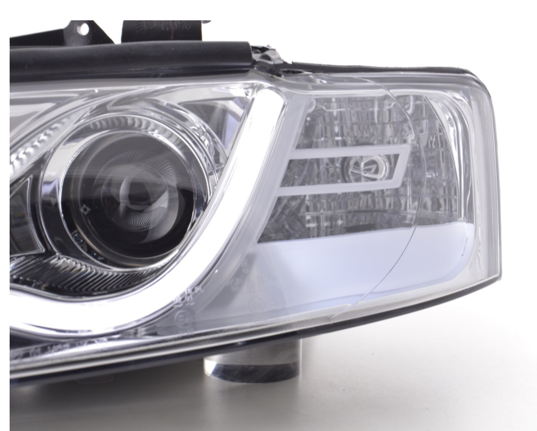 FK Set LED DRL Scheinwerfer Halo Projektor Audi A4 8E B6 01-04 Chrom RHD S4