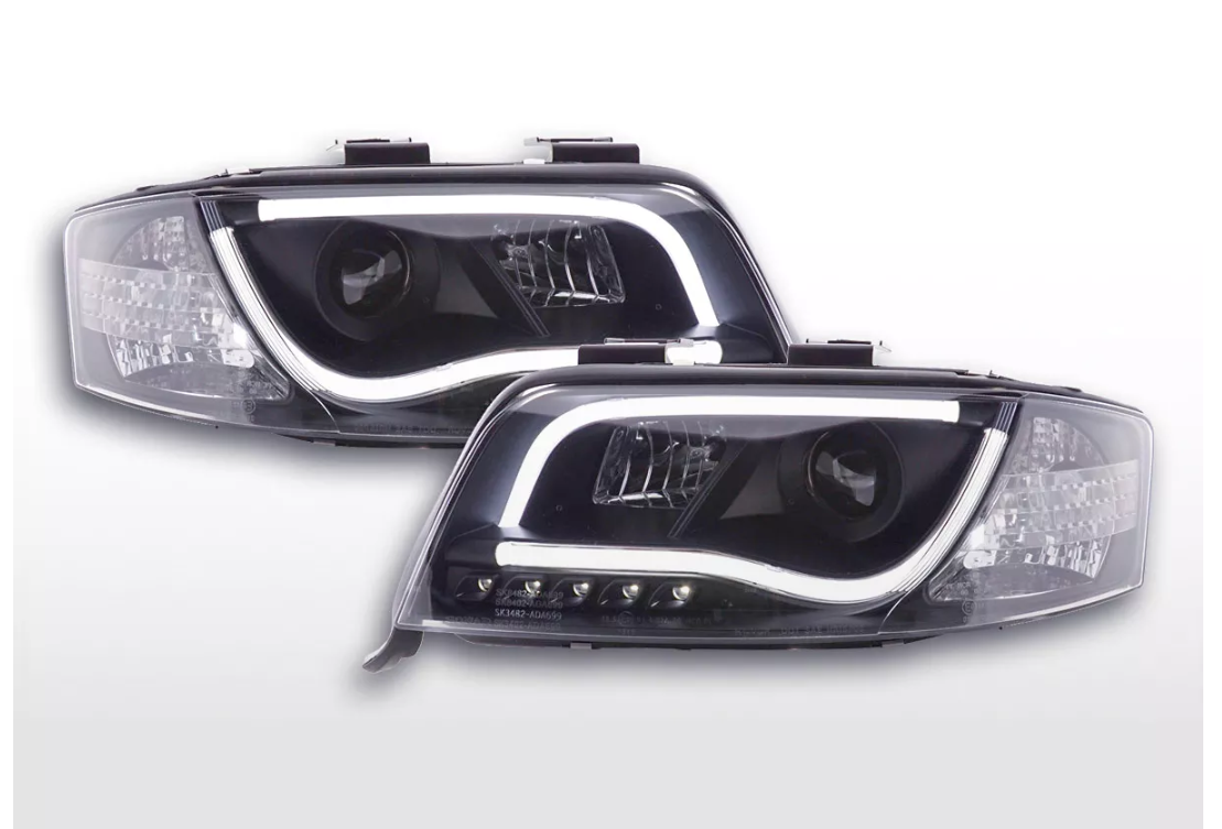 FK LED Headlights LED DRL Projector Audi A6 C5 4B 97-01 Black S6 S-Line LHD