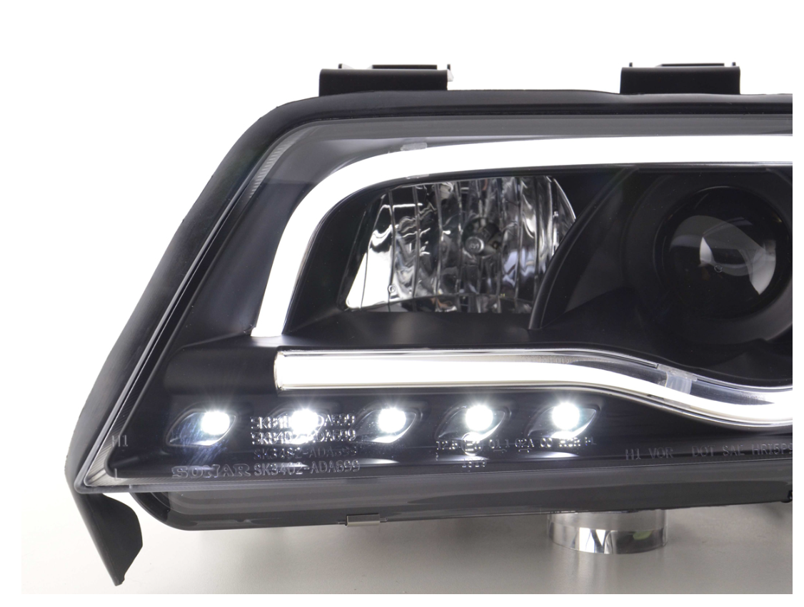 FK LED-Scheinwerfer, LED-Tagfahrlicht, Projektor, Audi A6 C5 4B 97–01, Schwarz, S6 S-Line, LHD