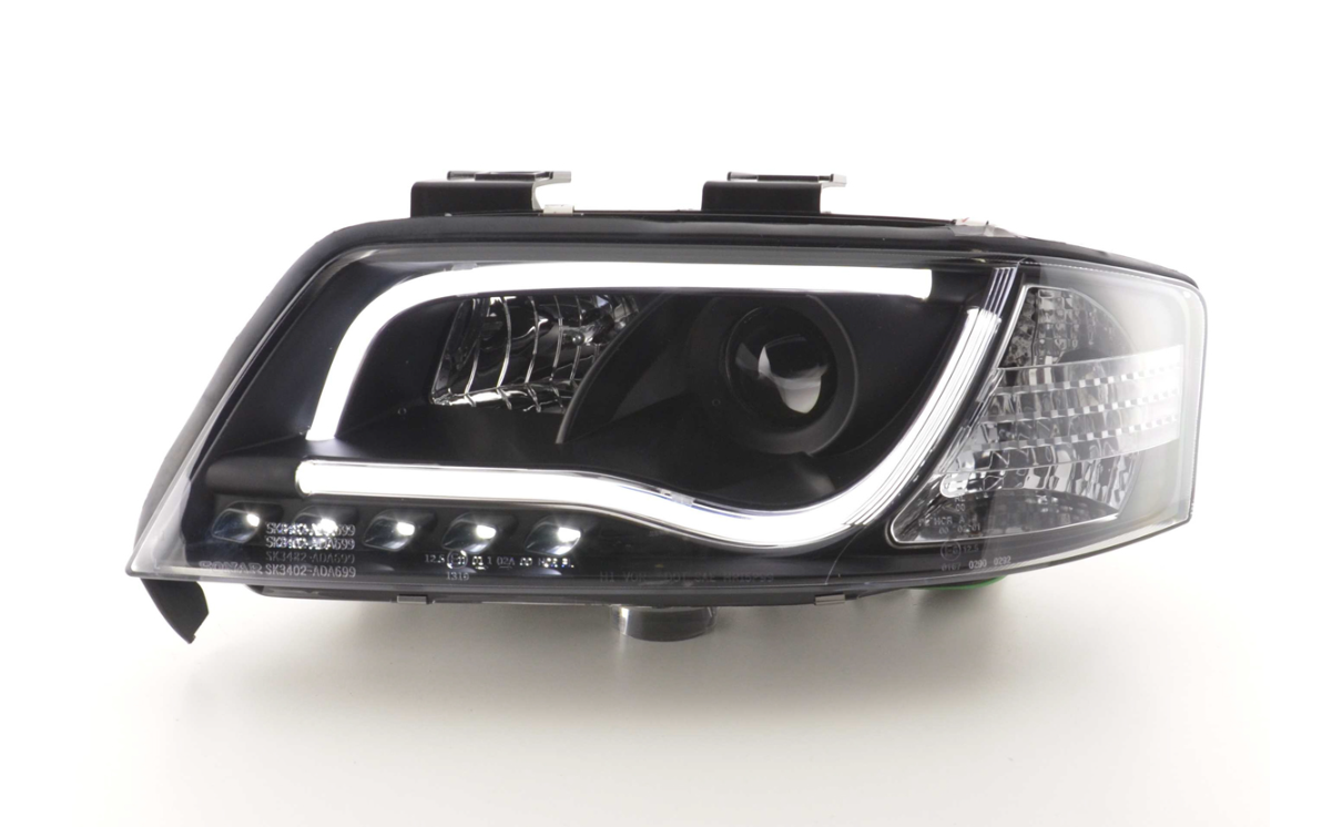 FK LED-Scheinwerfer, LED-Tagfahrlicht, Projektor, Audi A6 C5 4B 97–01, Schwarz, S6 S-Line, LHD