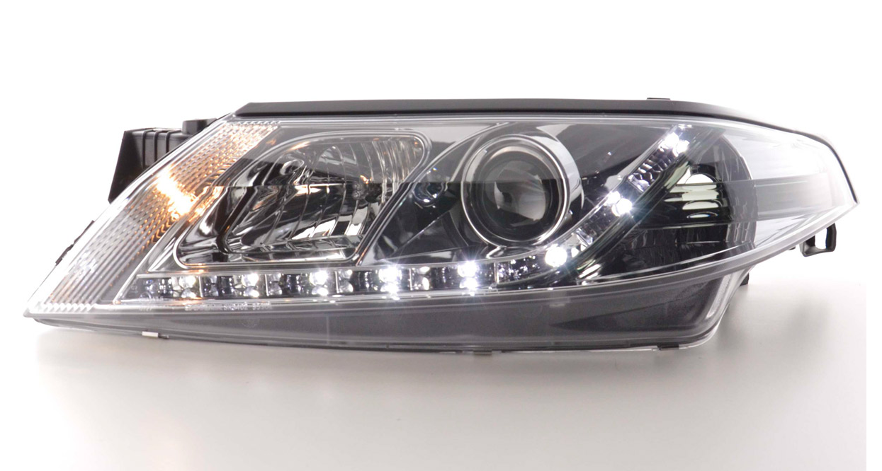 FK Set LED DRL Scheinwerfer Halo Projektor Renault Laguna G 01-05 Chrom LHD