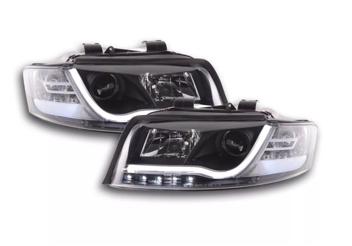 FK Set LED DRL Headlights Halo Projector Audi A4 type B6 8E 01-04 black LHD S4