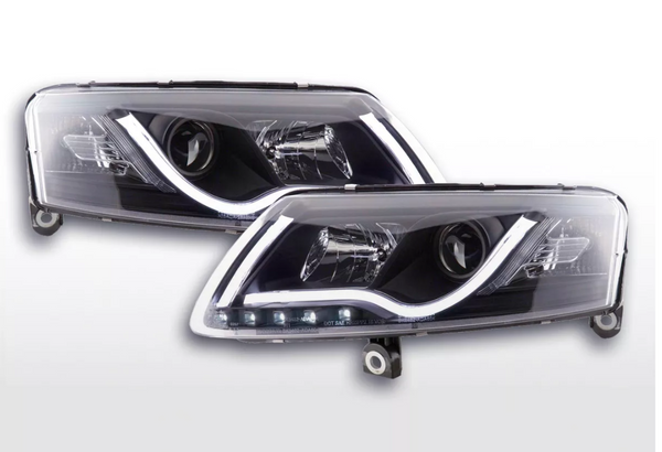 FK LED Headlights LED DRL Projector Audi A6 C6 4F 04-08 black S6 S-Line LHD