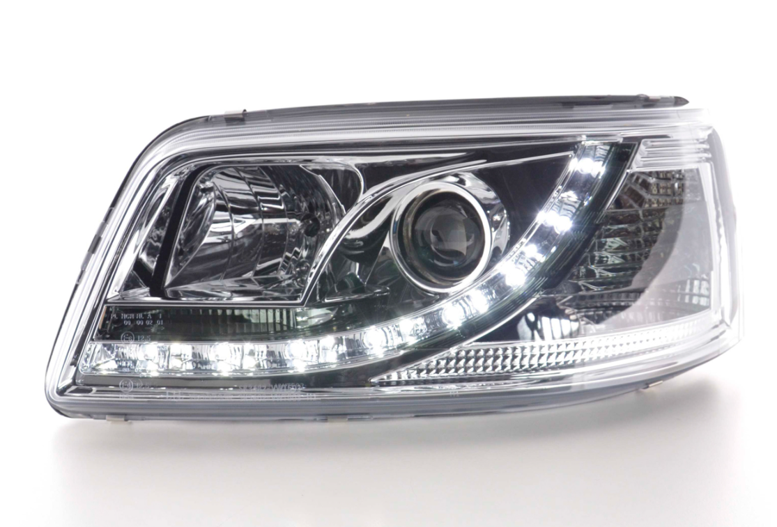 FK LED DRL Lightbar Headlights VW Bus Transporter Van Camper T5 03-09 chrome LHD