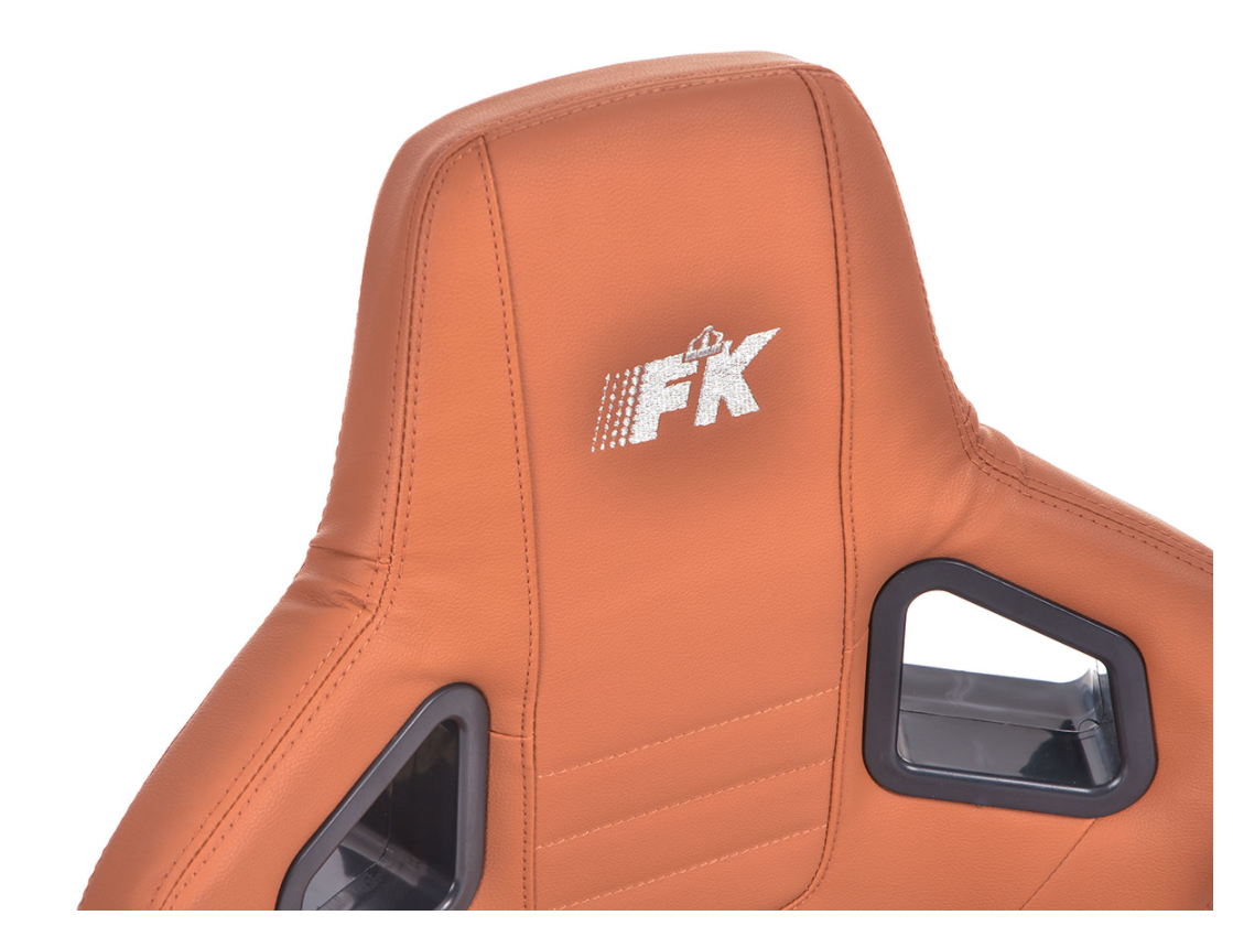 FK Universal Premium Sports Bucket Seats Brown Silver Hex Stitch with univ slide