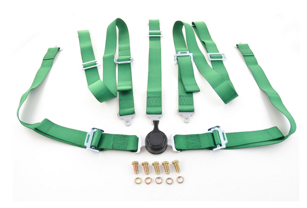 FK harness 5 point universal seat belt green track rally race bucket safety