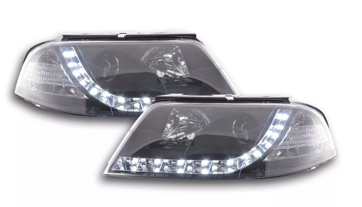 FK Set LED Devil Halo Eye Headlights VW Passat B5 3BG 00-05 BLACK RHD